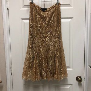 Ralph Lauren women's gold tone lacy skirt, size 8, fits for size 6